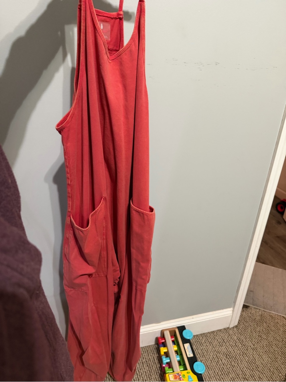Free people hot shot Women's Coral Utility Jumpsuit with Pockets NWOT